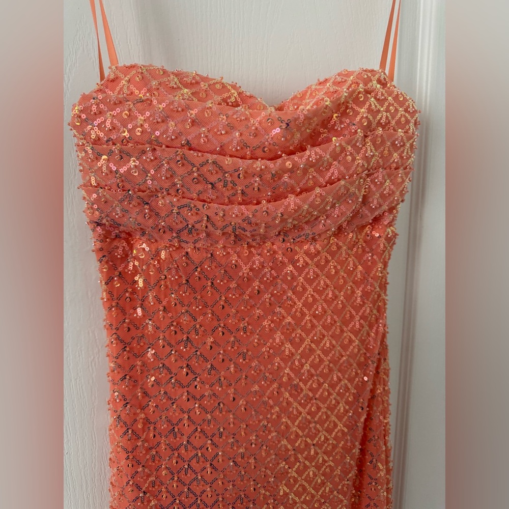 Windsor Strapless Coral Sequin Dress